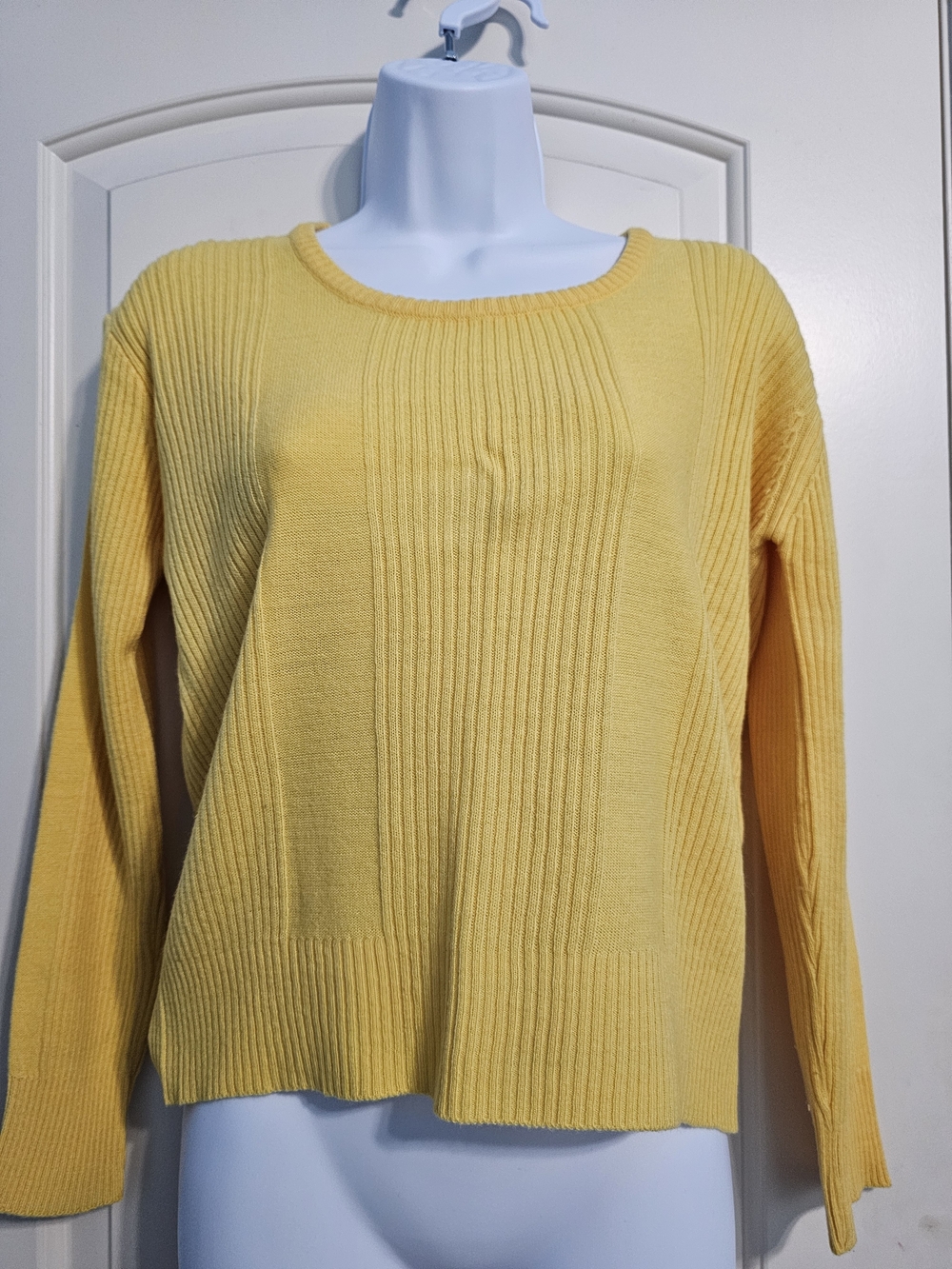 Yellow Ribbed Knit Sweater - Women's